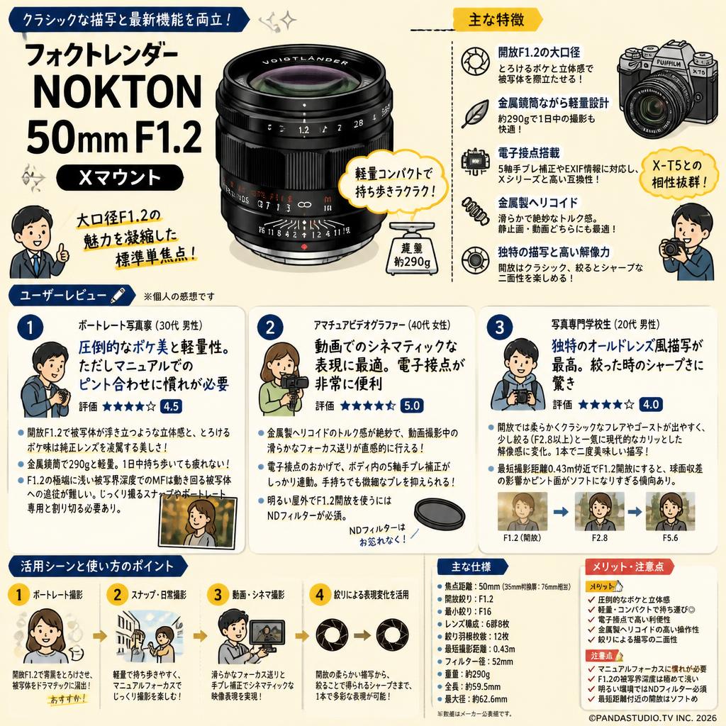 フォクトレンダー NOKTON 50mm F1.2  Xマウント インターネット上のお客様の声（評判）