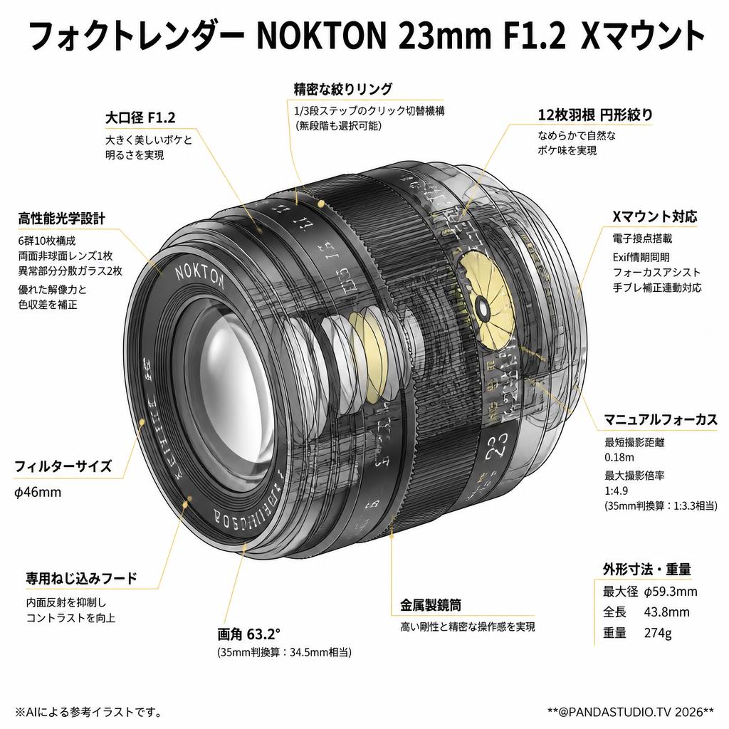 フォクトレンダー NOKTON 23mm F1.2  Xマウント スペック