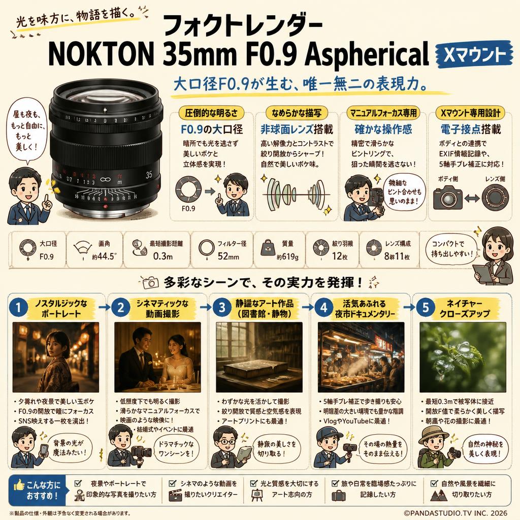 フォクトレンダー NOKTON 35mm F0.9 Aspherical  Xマウント 用途