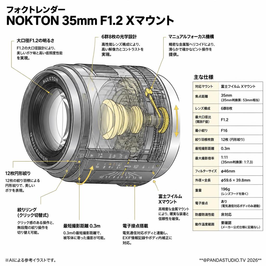 フォクトレンダー NOKTON 35mm F1.2 Xマウント スペック