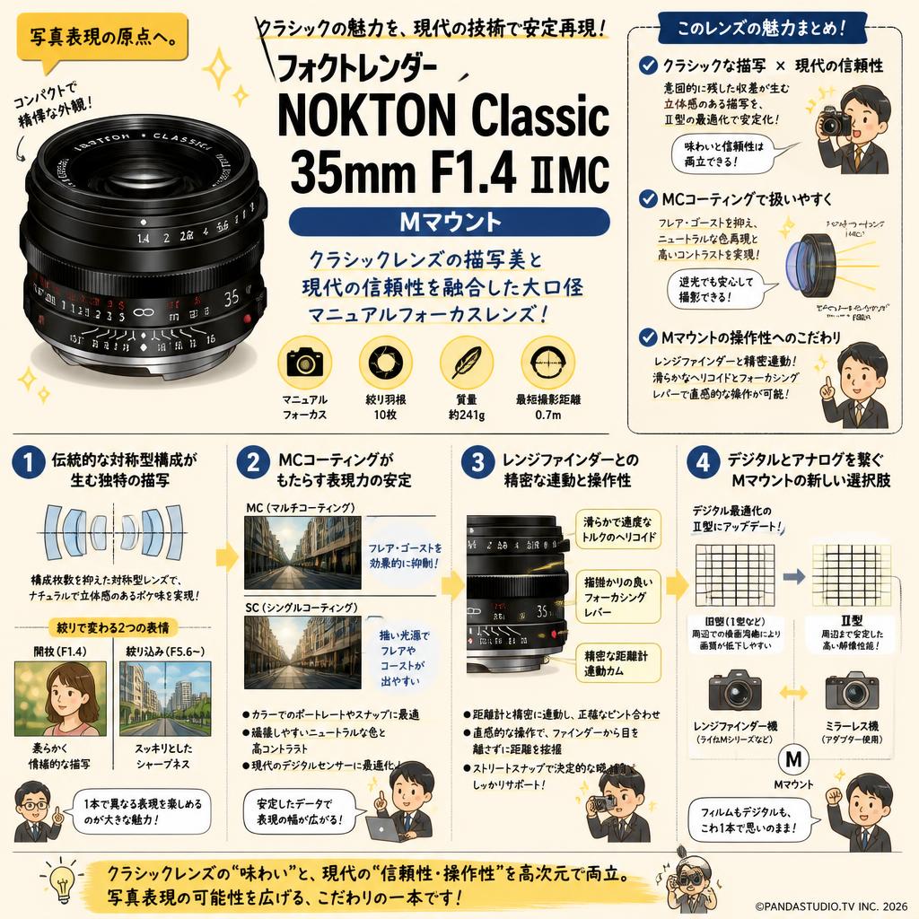 フォクトレンダー NOKTON Classic 35mm F1.4 Ⅱ MC Mマウント 概要