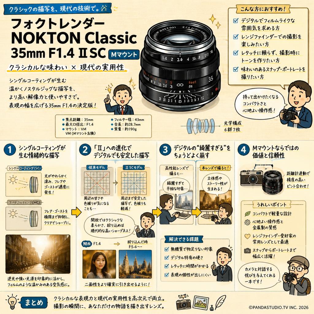 フォクトレンダー NOKTON Classic 35mm F1.4 Ⅱ SC Mマウント 概要