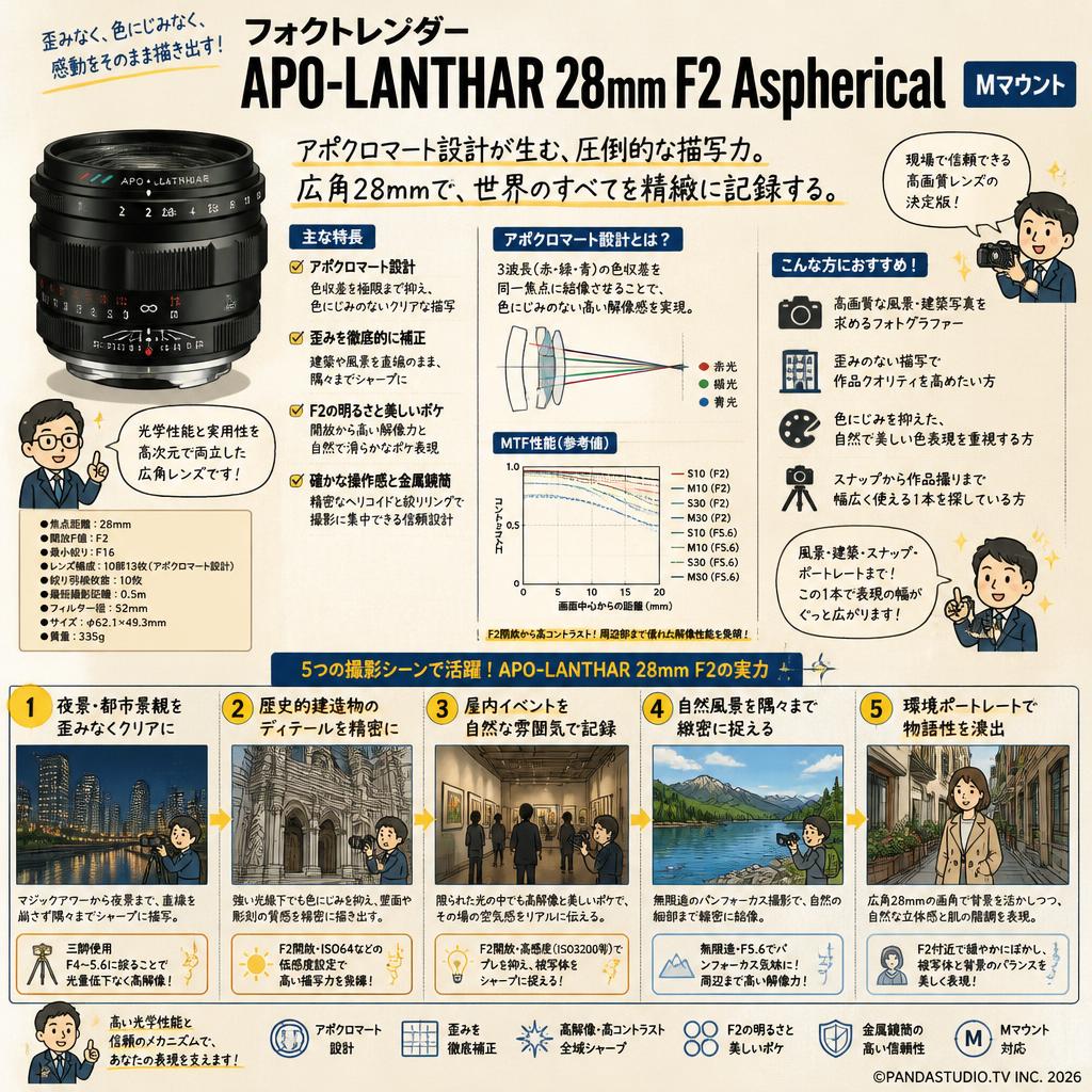フォクトレンダー APO-LANTHAR 28mm F2 Aspherical  Mマウント 用途