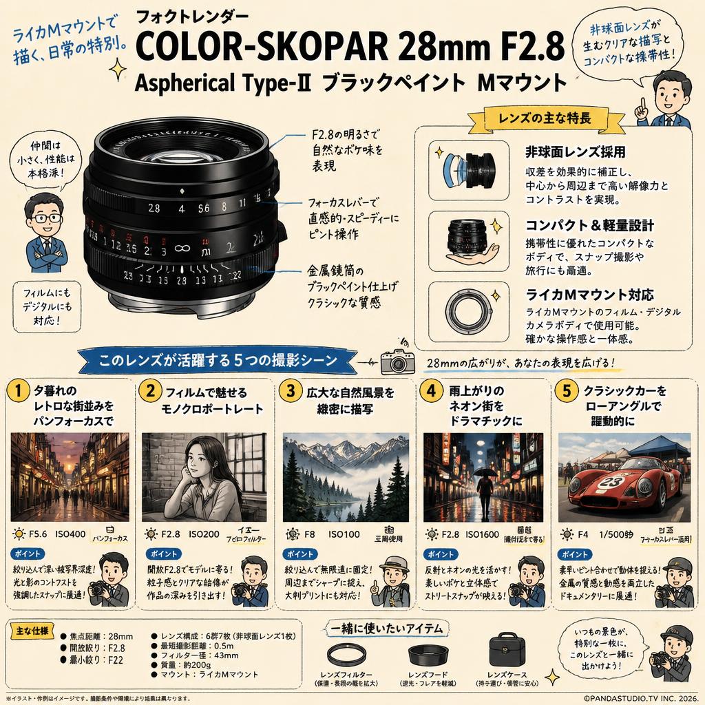 フォクトレンダー COLOR-SKOPAR 28mm F2.8 Aspherical Type-Ⅱブラックペイント Mマウント 用途