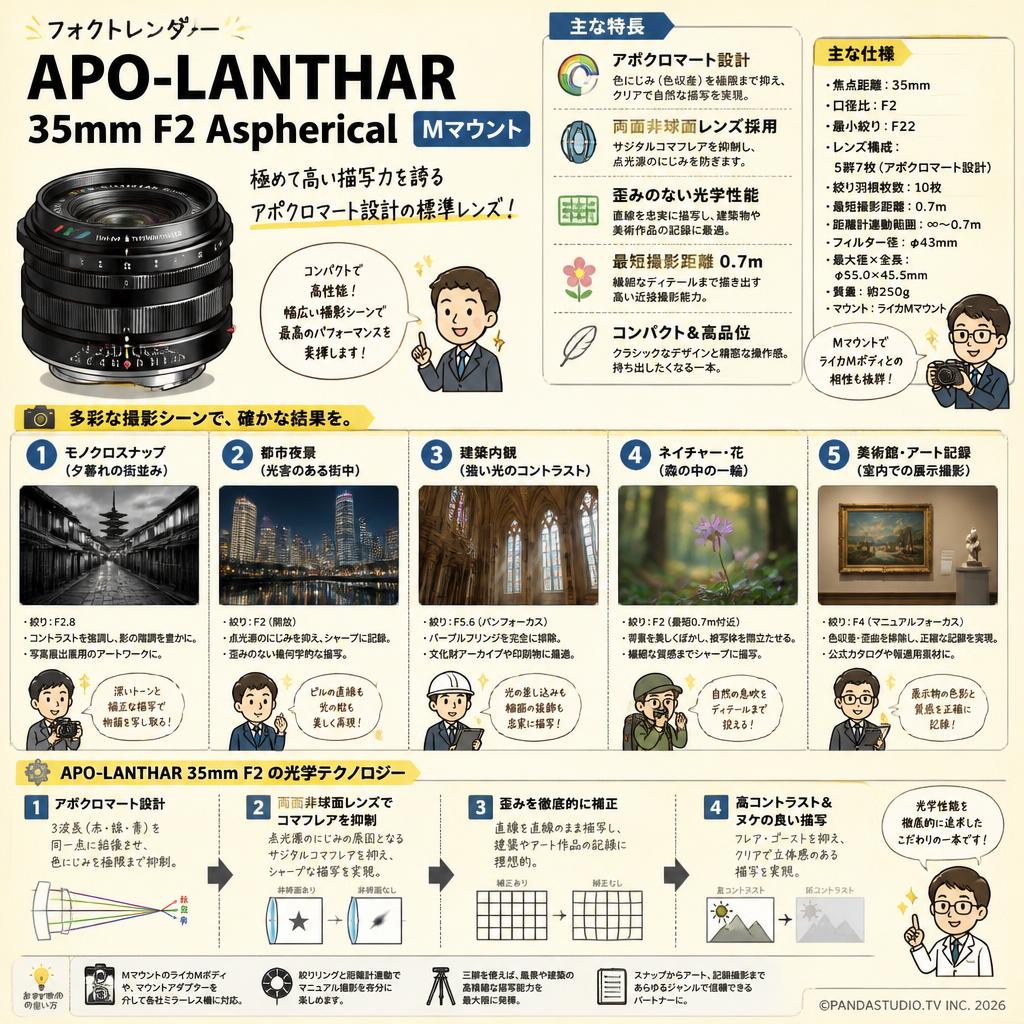 フォクトレンダー APO-LANTHAR 35mm F2 Aspherical Mマウント 用途