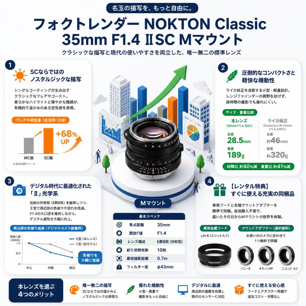 フォクトレンダー NOKTON Classic 35mm F1.4 Ⅱ SC Mマウント セールスポイント
