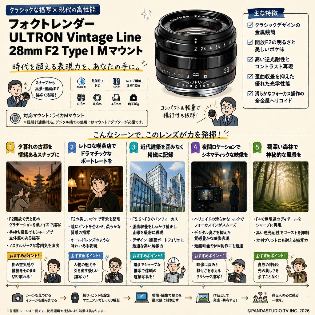 フォクトレンダー ULTRON Vintage Line 28mm F2 TypeⅠ Mマウント 用途