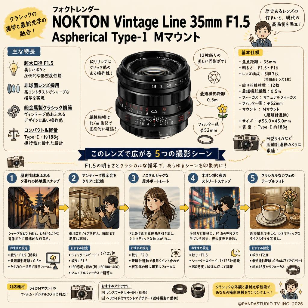 フォクトレンダー NOKTON Vintage Line 35mm F1.5 Aspherical Type-Ⅰ Mマウント 用途