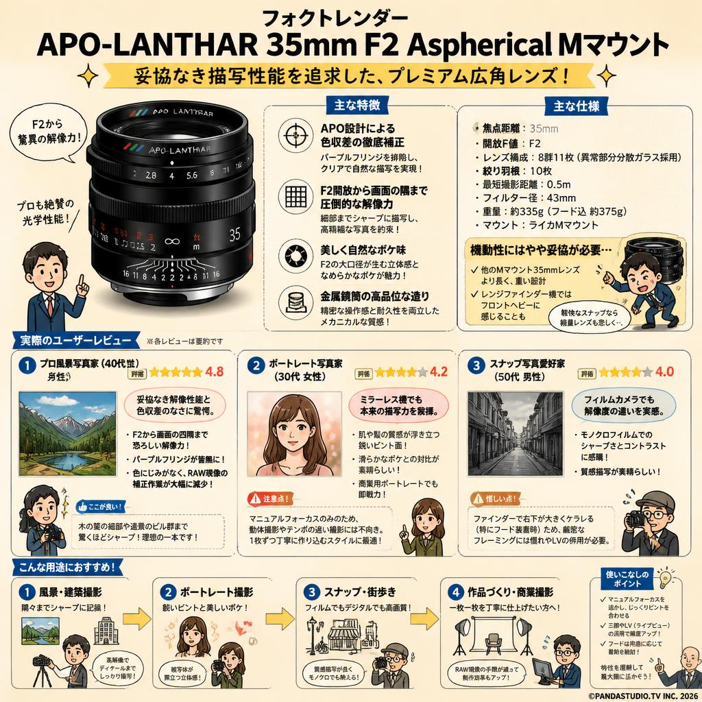 フォクトレンダー APO-LANTHAR 35mm F2 Aspherical Mマウント インターネット上のお客様の声（評判）