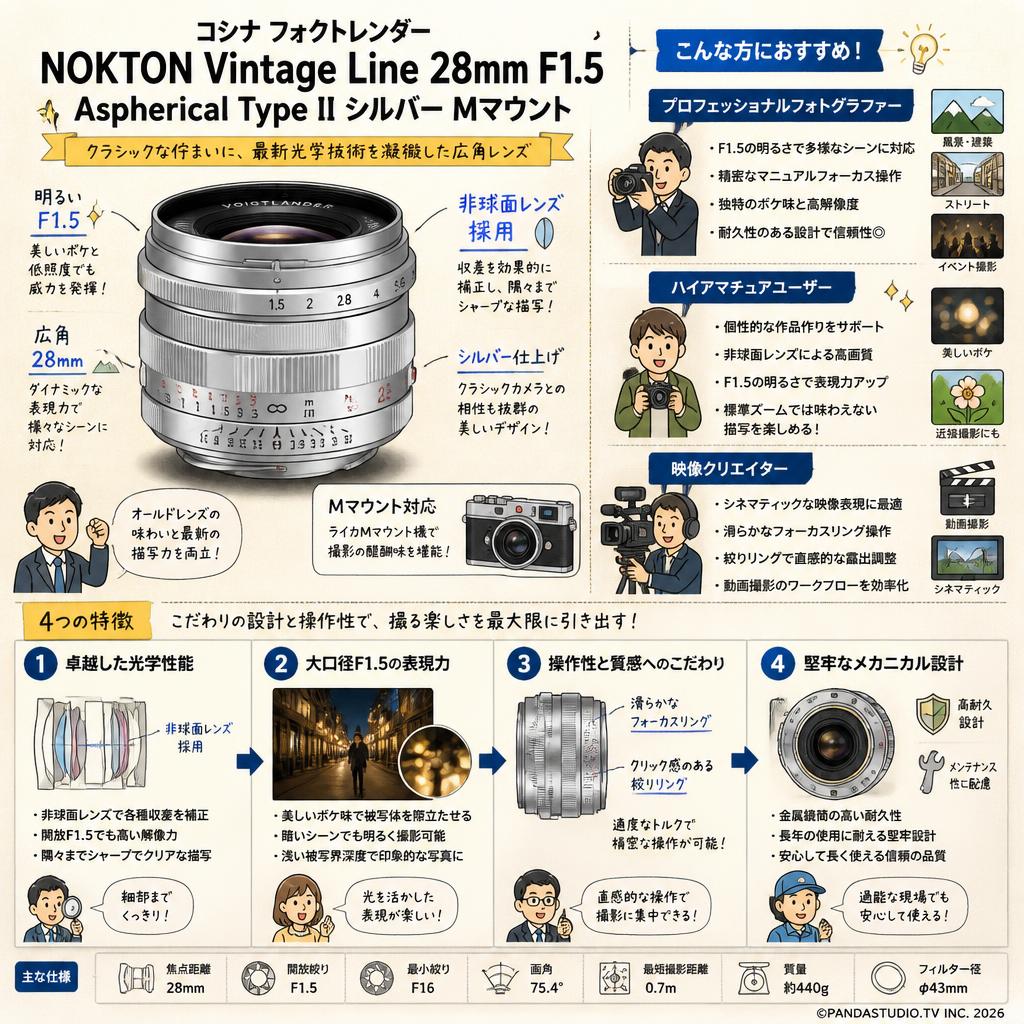 コシナ フォクトレンダー NOKTON Vintage Line 28mm F1.5 Aspherical Type II Mマウント シルバー おもな対象のお客様