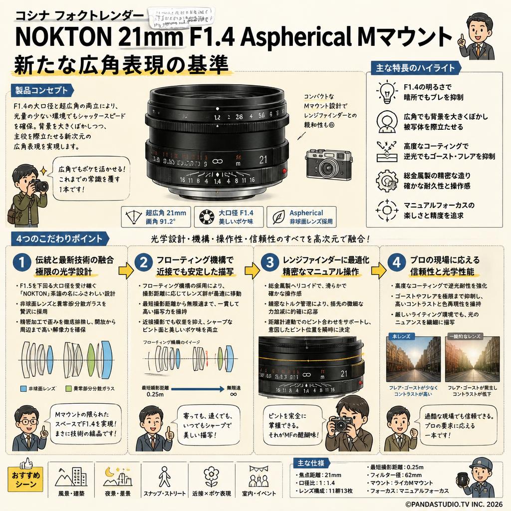 コシナ フォクトレンダーNOKTON 21mm F1.4 Aspherical Mマウント 概要