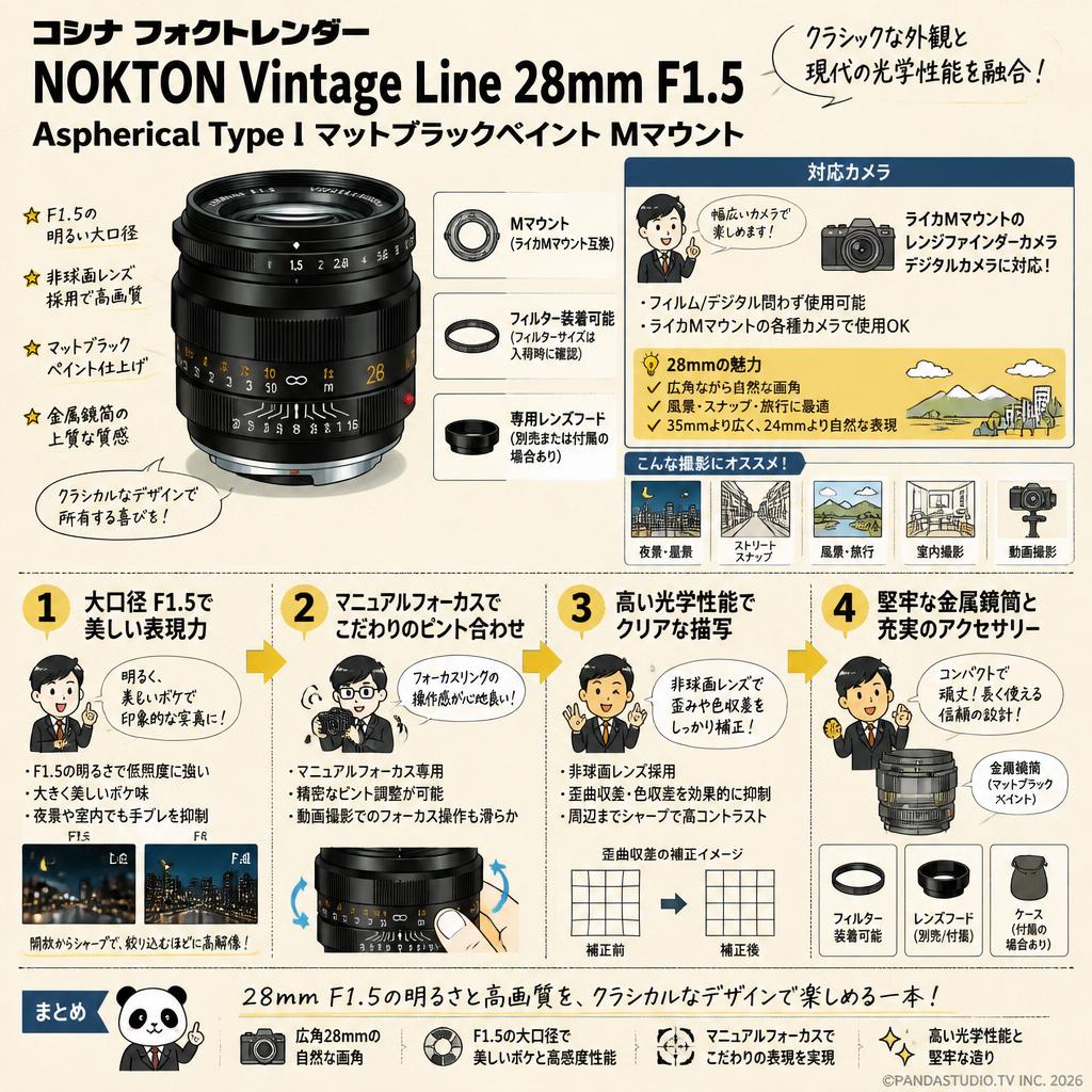 コシナ フォクトレンダー NOKTON Vintage Line 28mm F1.5 Aspherical Type I Mマウント マットブラックペイント FAQ（よくある質問と答え）