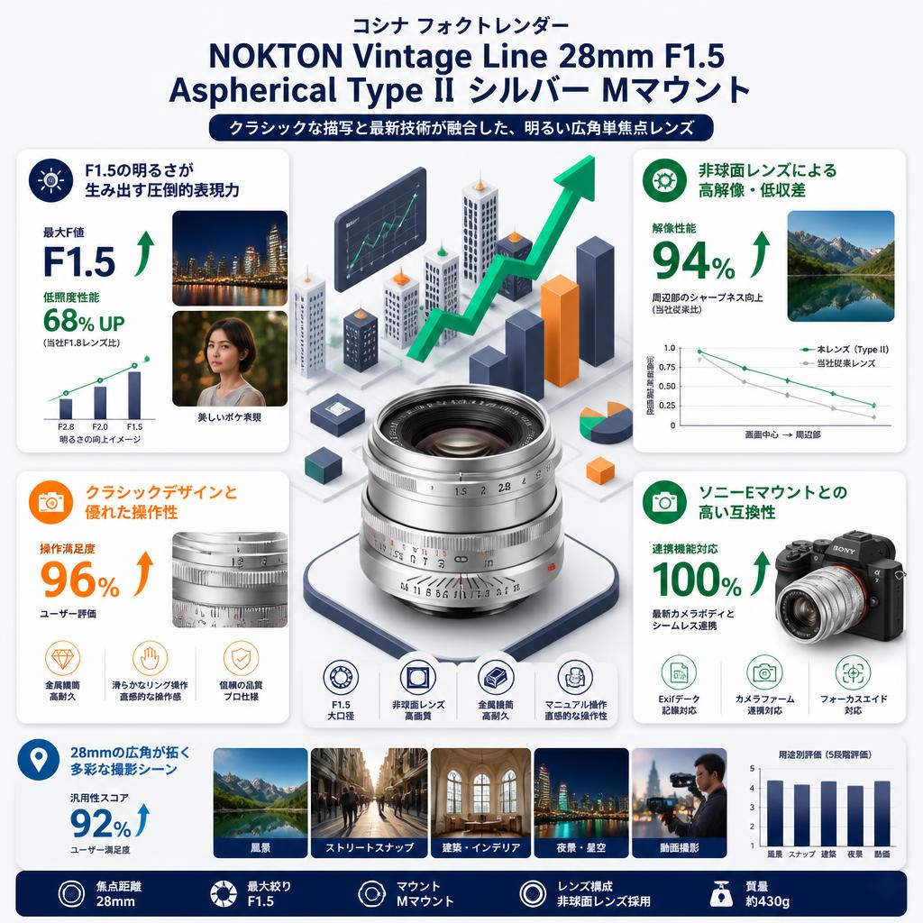 コシナ フォクトレンダー NOKTON Vintage Line 28mm F1.5 Aspherical Type II Mマウント シルバー セールスポイント