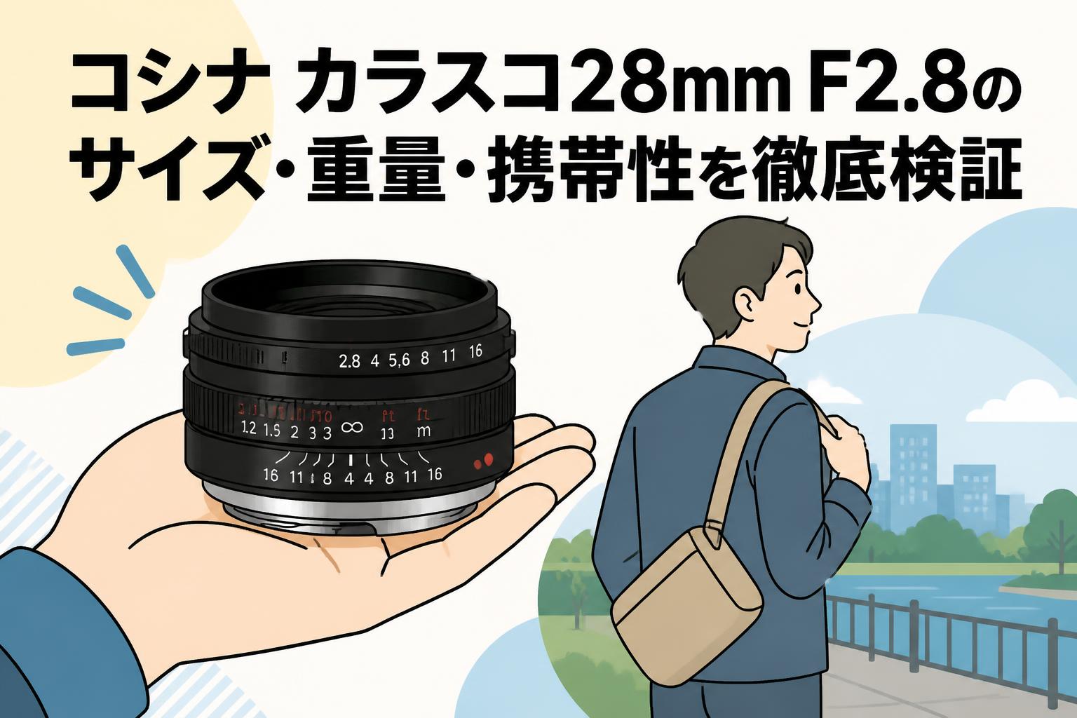 コシナ カラスコ28mm F2.8のサイズ・重量・携帯性を徹底検証