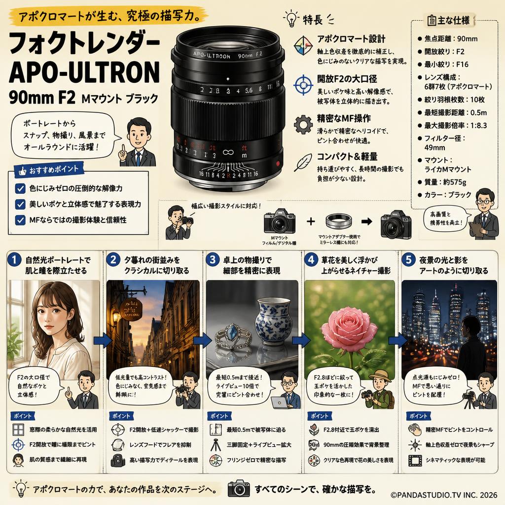 フォクトレンダー APO-ULTRON 90mm F2  Mマウント ブラック 用途