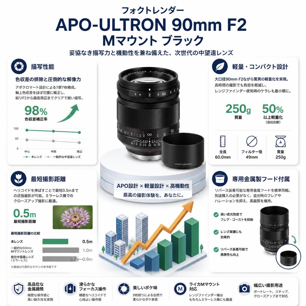 フォクトレンダー APO-ULTRON 90mm F2  Mマウント ブラック セールスポイント