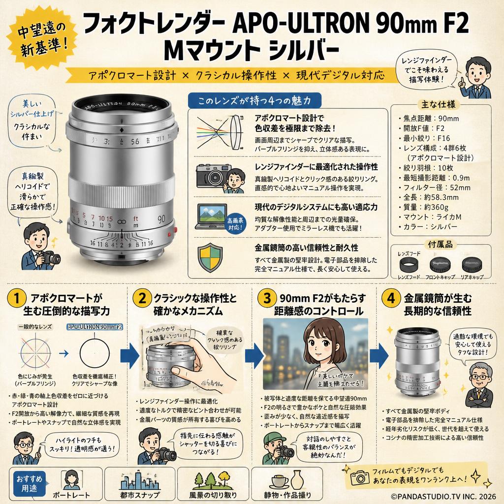 フォクトレンダー APO-ULTRON 90mm F2  Mマウント シルバー 概要