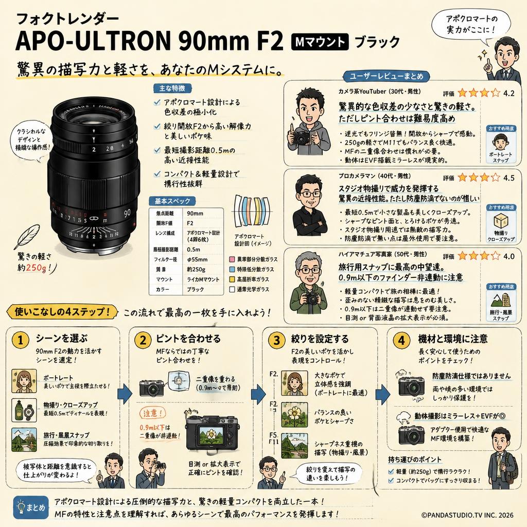 フォクトレンダー APO-ULTRON 90mm F2  Mマウント ブラック インターネット上のお客様の声（評判）