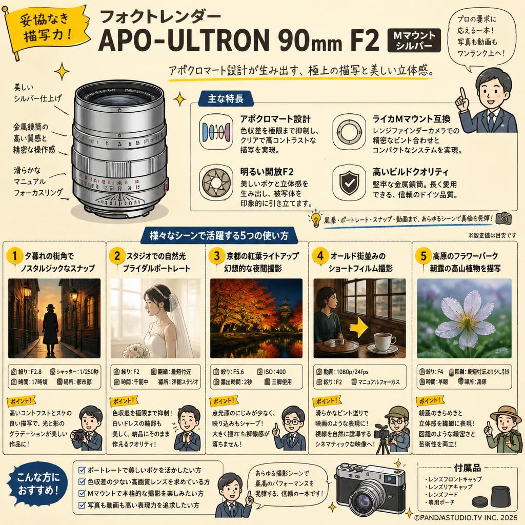 フォクトレンダー APO-ULTRON 90mm F2  Mマウント シルバー 用途