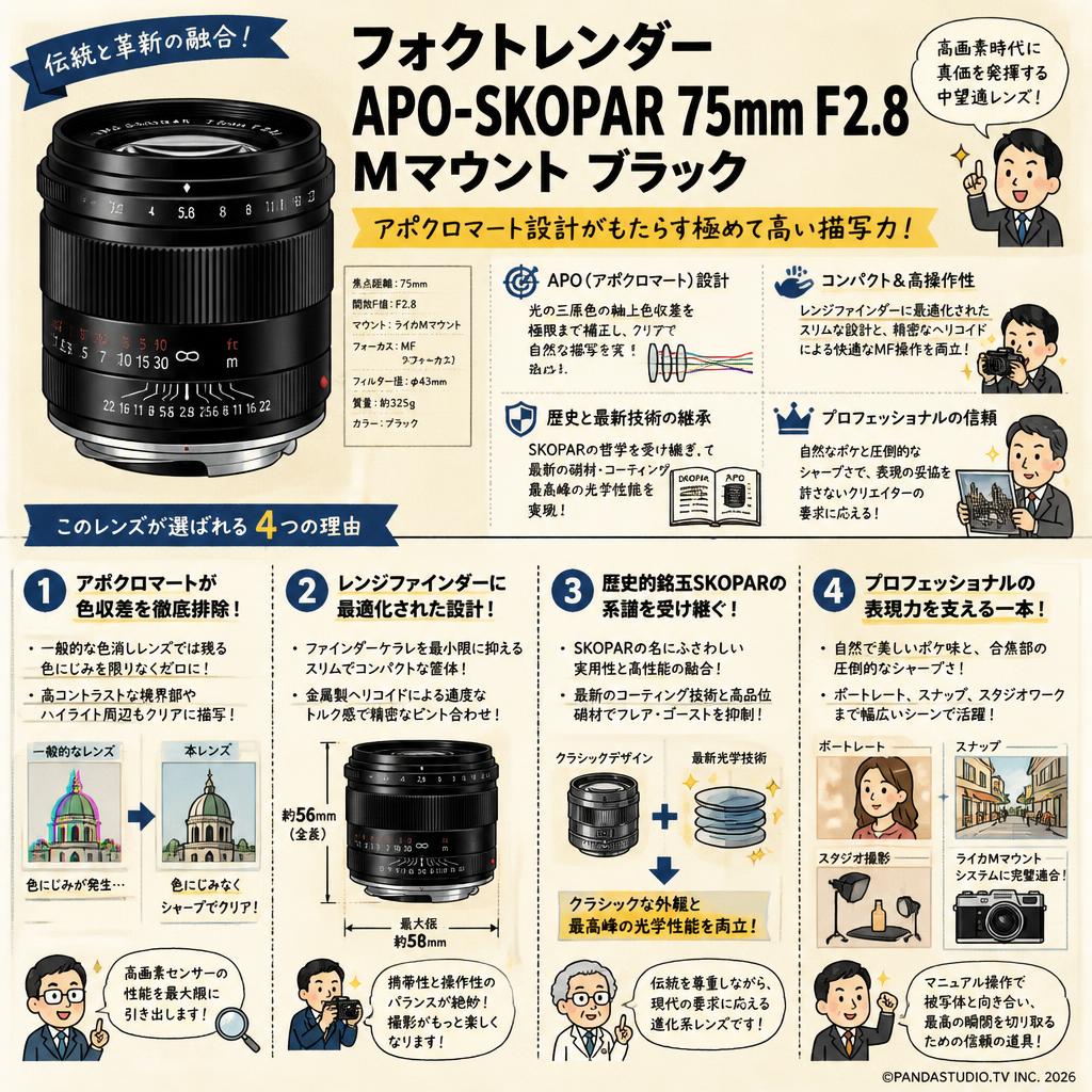 フォクトレンダー APO-SKOPAR 75mm F2.8  Mマウント ブラック 概要