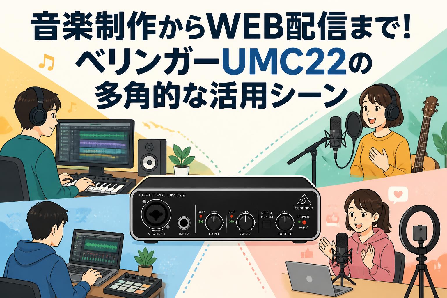 音楽制作からWEB配信まで！ベリンガーUMC22の多角的な活用シーン