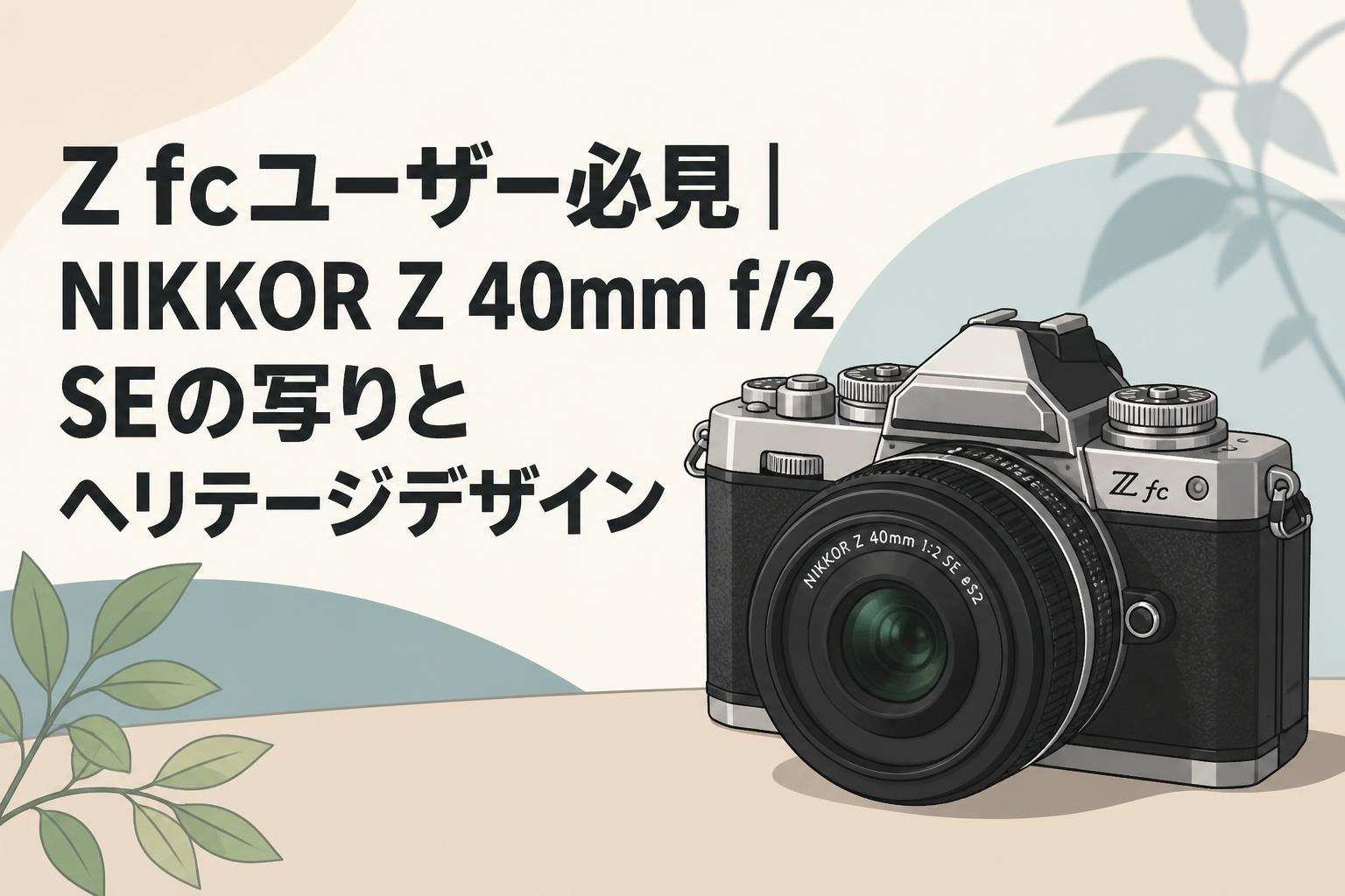 Z fcユーザー必見｜NIKKOR Z 40mm f/2 SEの写りとヘリテージデザイン