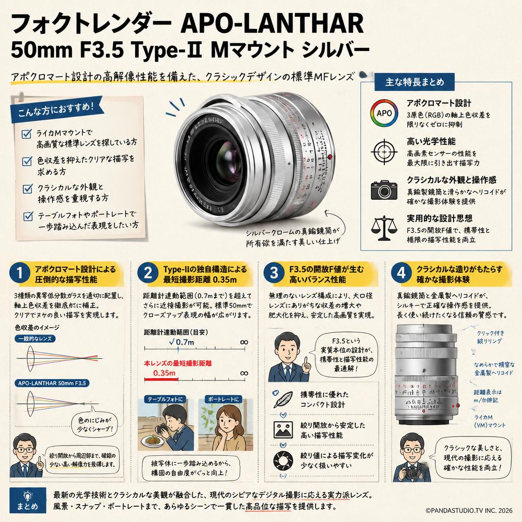 フォクトレンダー APO-LANTHAR 50mm F3.5 Type-Ⅱ Mマウント シルバー 概要