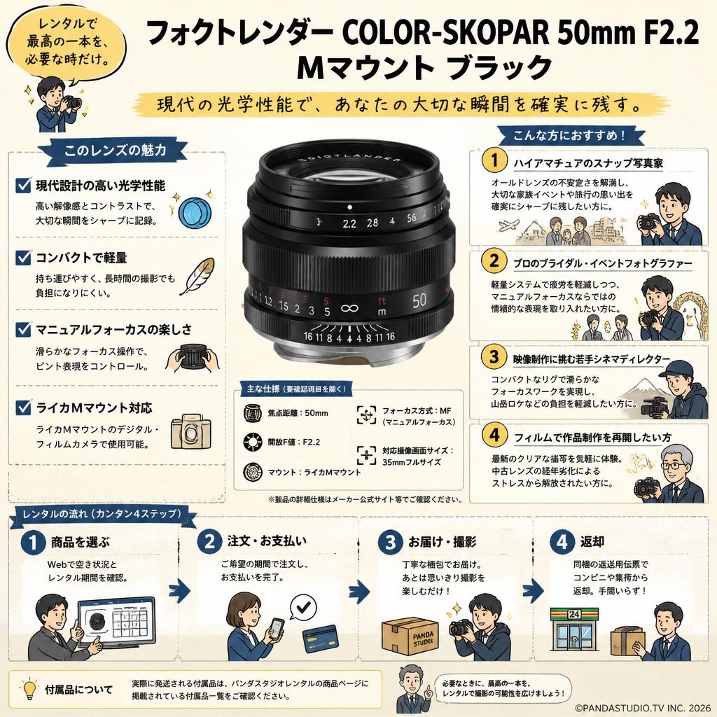 フォクトレンダー COLOR-SKOPAR 50mm F2.2  Mマウント ブラック おもな対象のお客様