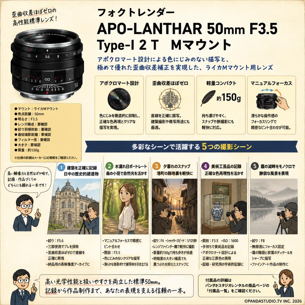 フォクトレンダー APO-LANTHAR 50mm F3.5 Type-Ⅰ2T  Mマウント 用途