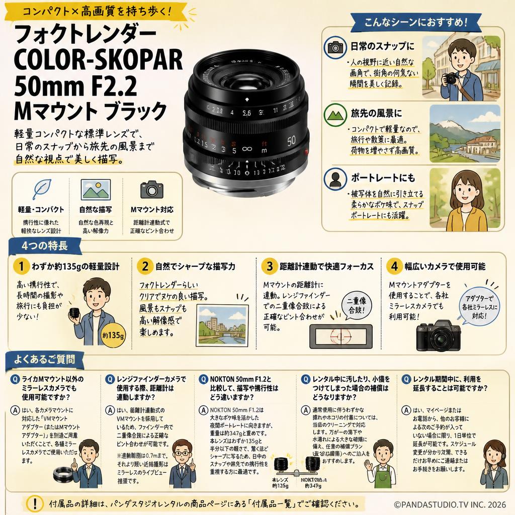 フォクトレンダー COLOR-SKOPAR 50mm F2.2  Mマウント ブラック FAQ（よくある質問と答え）