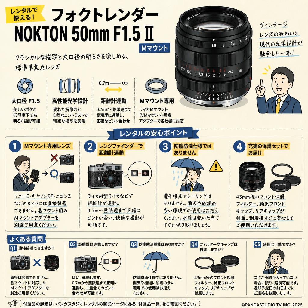 フォクトレンダー NOKTON 50mm F1.5 Ⅱ ブラック Mマウント ブラック FAQ（よくある質問と答え）
