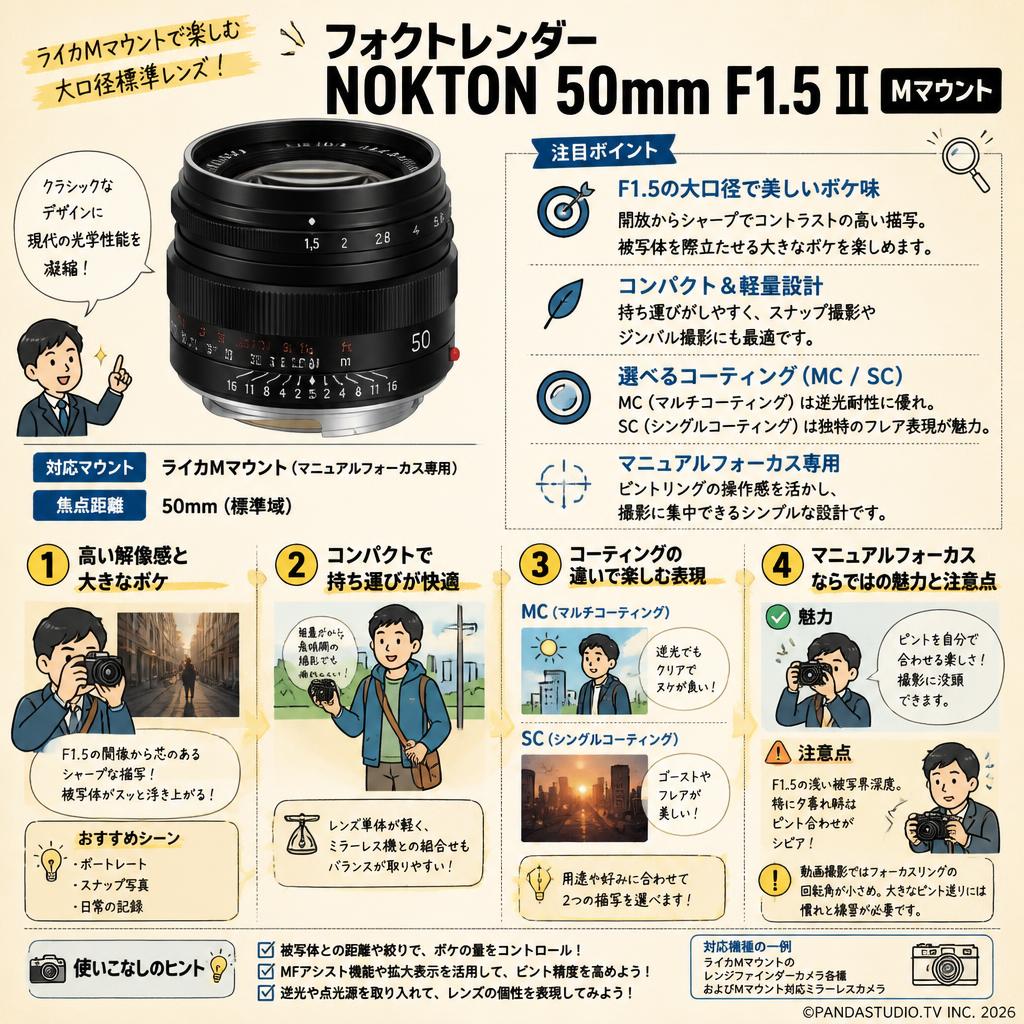 フォクトレンダー NOKTON 50mm F1.5 Ⅱ シルバー Mマウント インターネット上のお客様の声（評判）