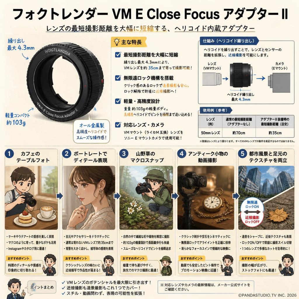 フォクトレンダー VM E Close Focus アダプター Ⅱ 用途
