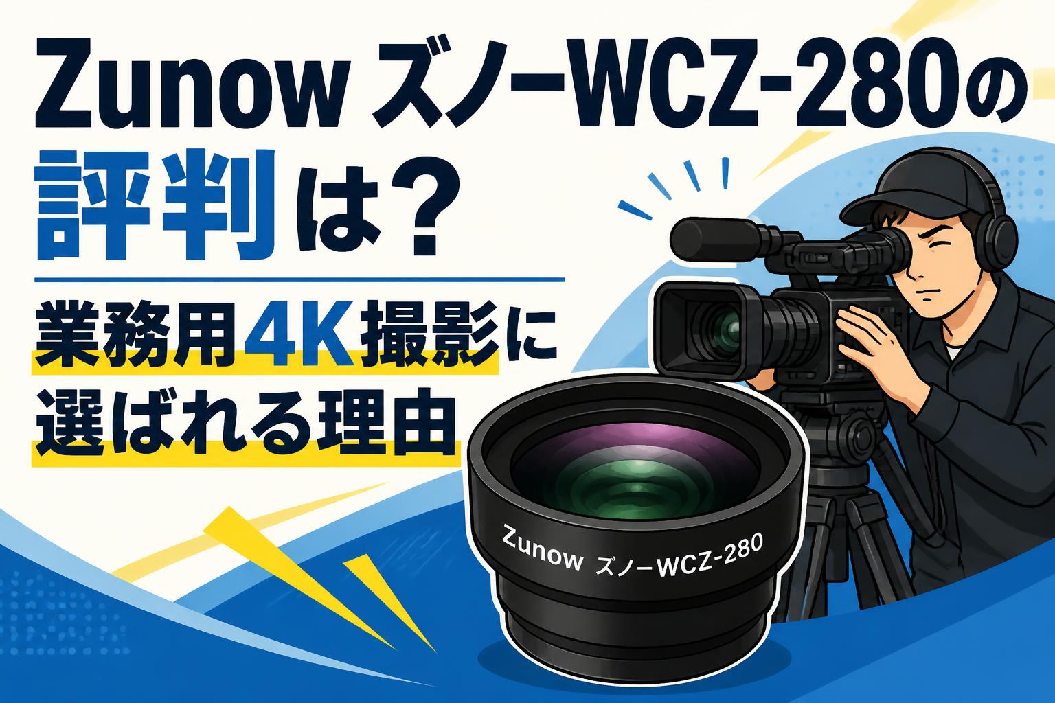 Zunow ズノーWCZ-280の評判は？業務用4K撮影に選ばれる理由