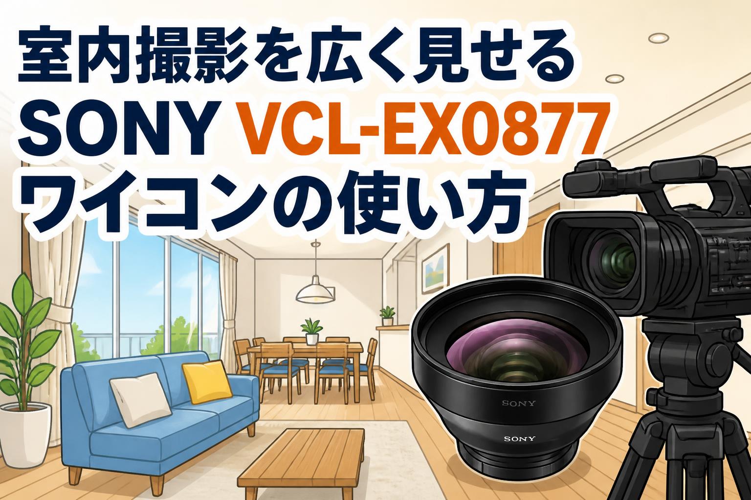 室内撮影を広く見せるSONY VCL-EX0877ワイコンの使い方