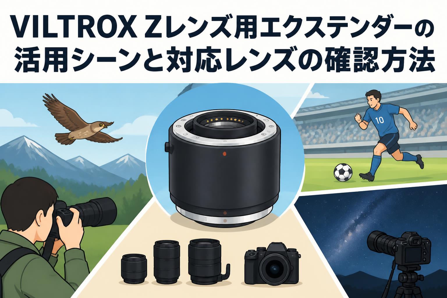 VILTROX Zレンズ用エクステンダーの活用シーンと対応レンズの確認方法
