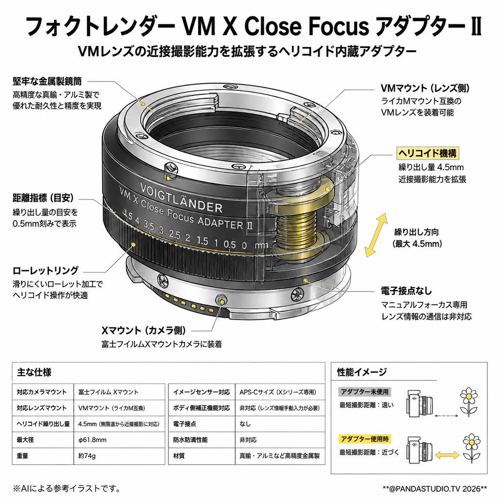 フォクトレンダー VM X Close Focus アダプター Ⅱ スペック
