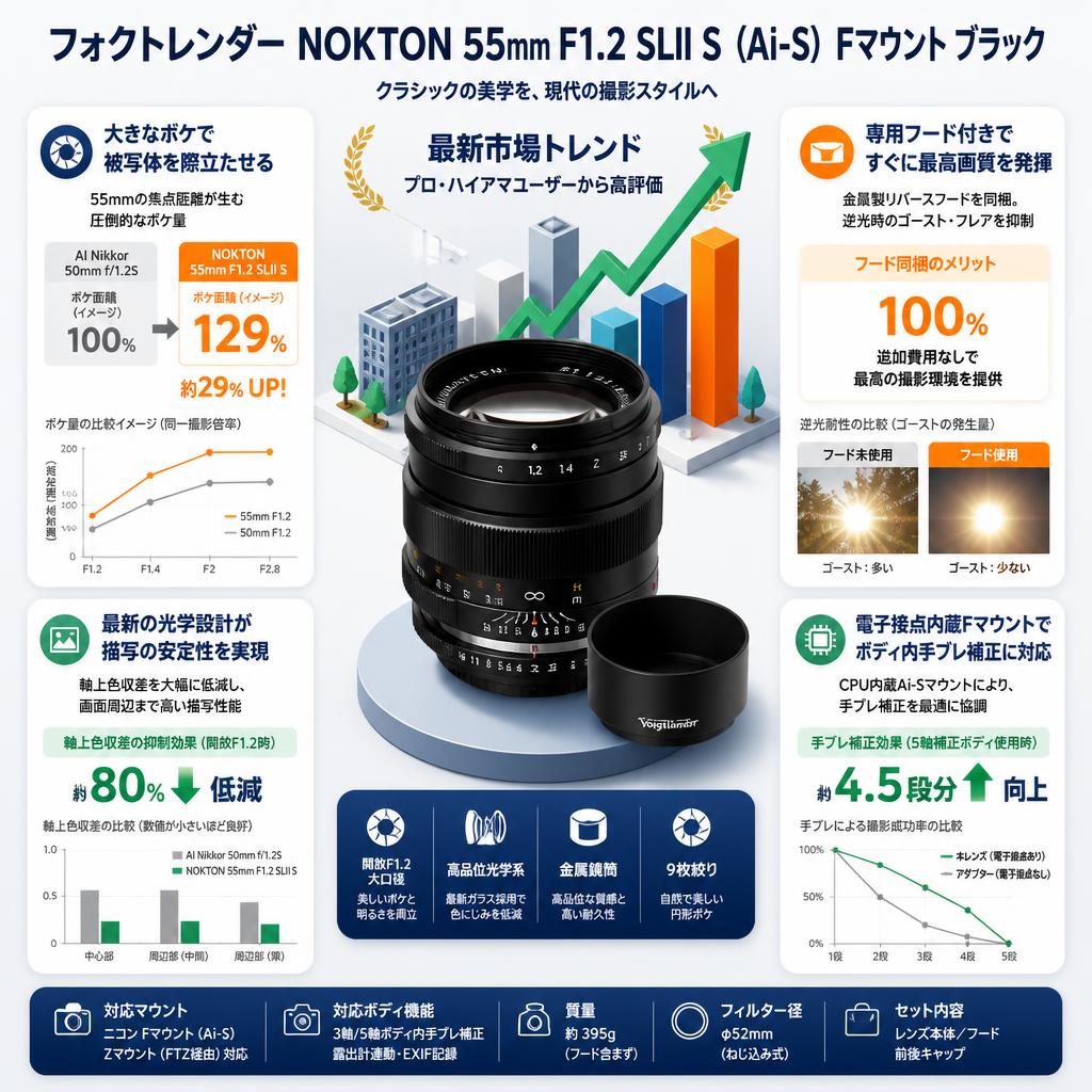 フォクトレンダー NOKTON 55mm F1.2 SLII S （Ai-S） Fマウント ブラック セールスポイント