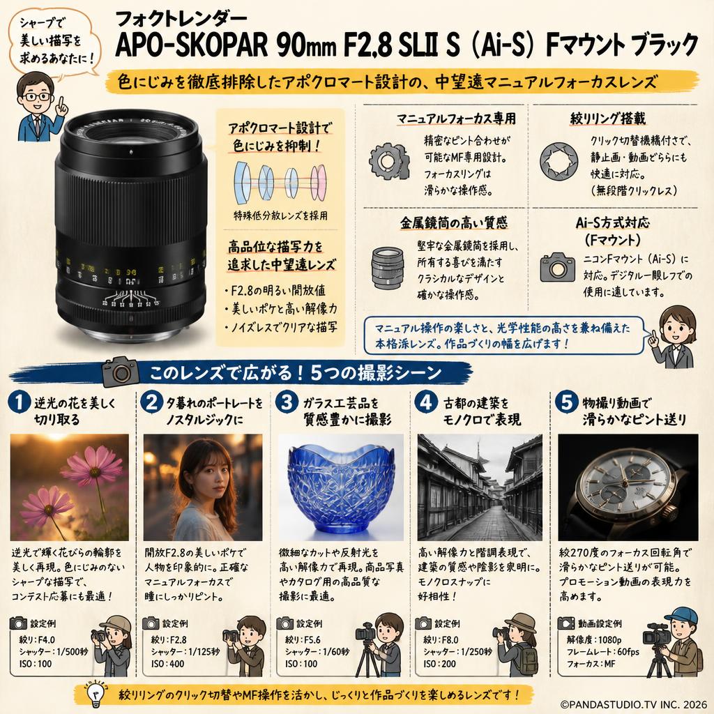 フォクトレンダー APO-SKOPAR 90mm F2.8 SLII S （Ai-S）Fマウント ブラック 用途