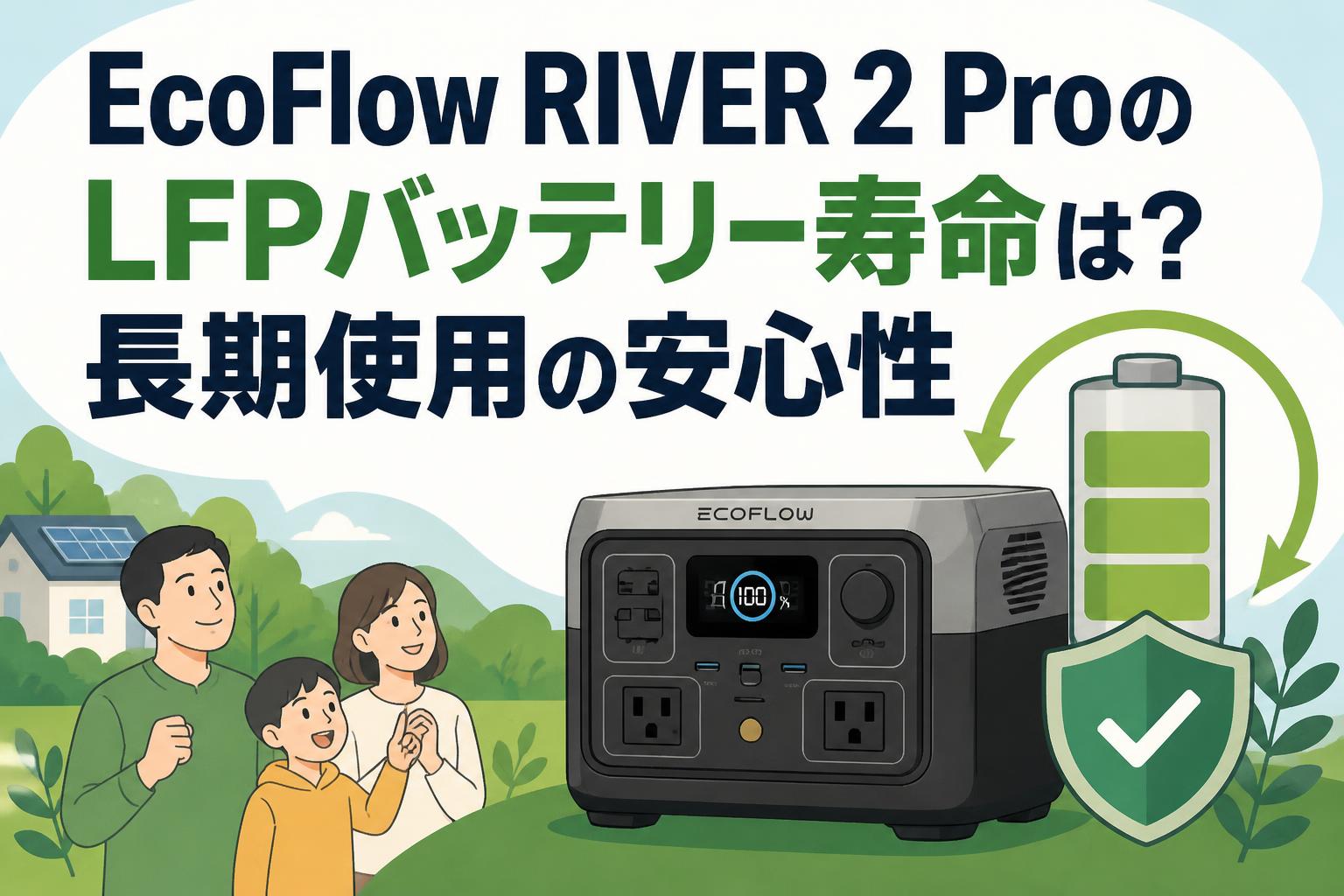 EcoFlow RIVER 2 ProのLFPバッテリー寿命は？長期使用の安心性