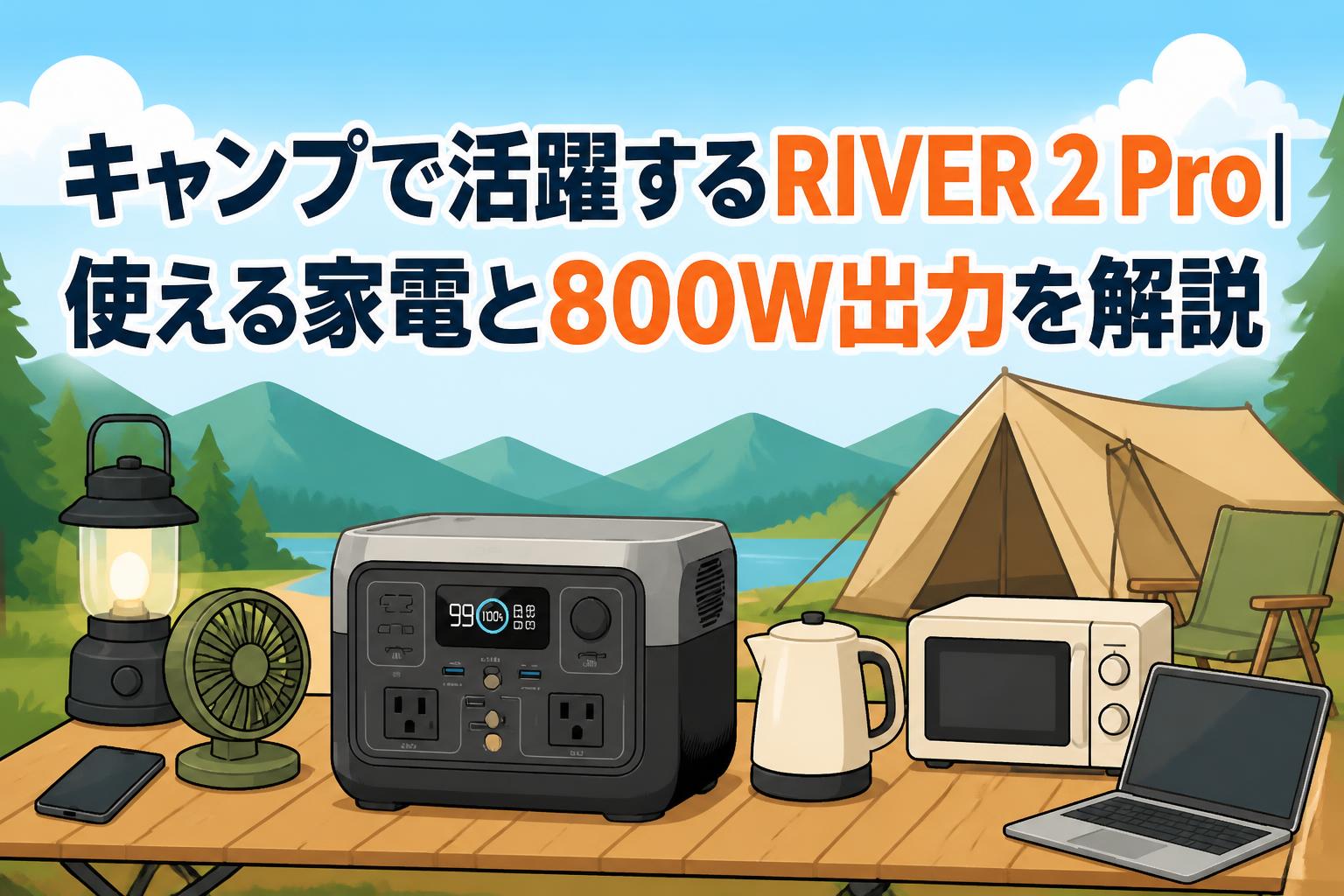キャンプで活躍するRIVER 2 Pro｜使える家電と800W出力を解説
