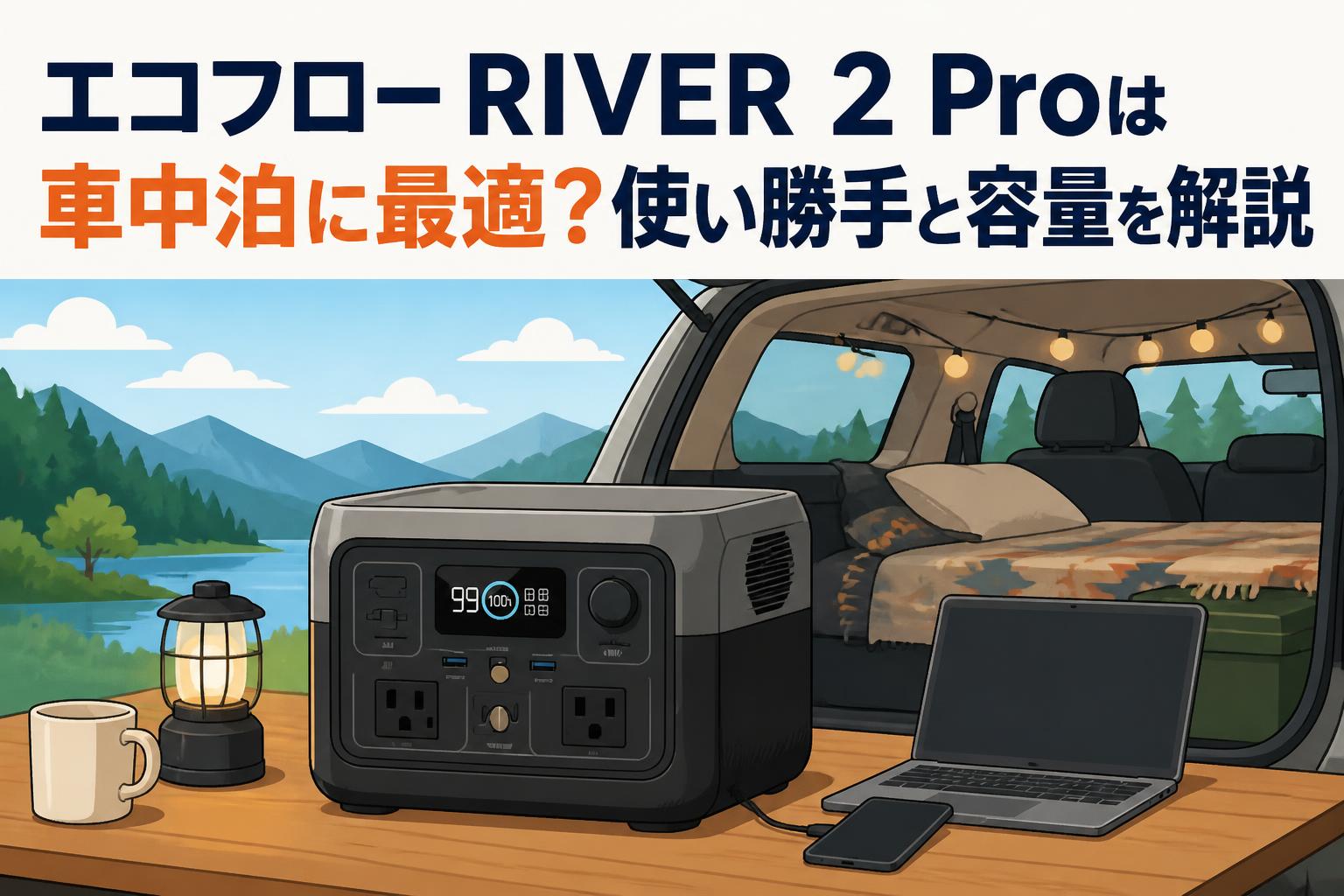 エコフロー RIVER 2 Proは車中泊に最適？使い勝手と容量を解説