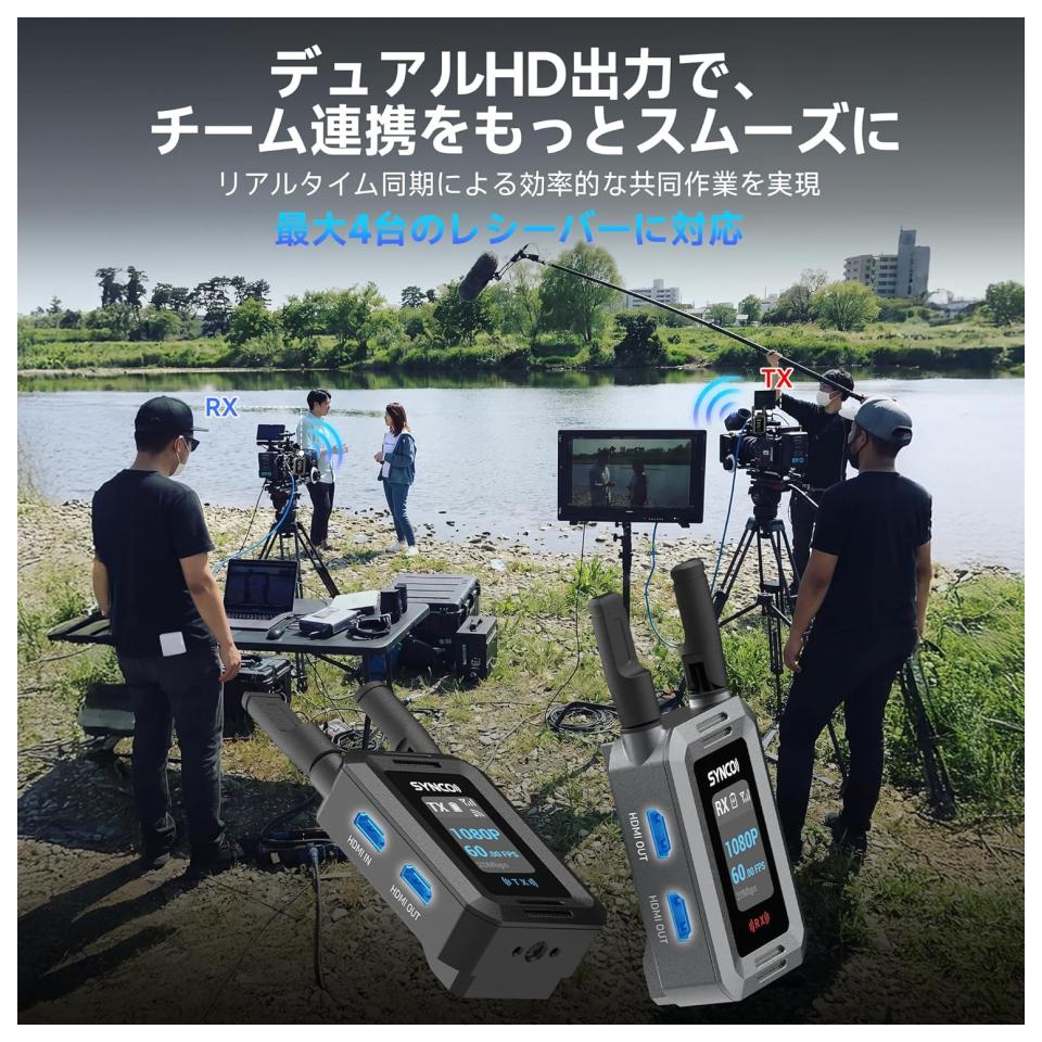 【新品】SYNCO ワイヤレス映像伝送システム 送受信機 1080P60FPS SYNCO XVision ワイヤレス映像伝送システム 送受信機セット 1080P