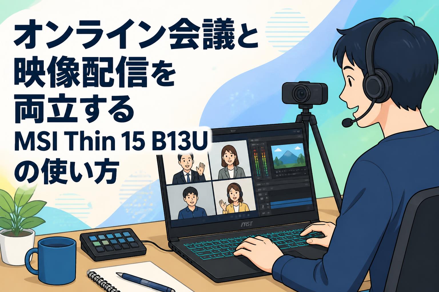 オンライン会議と映像配信を両立するMSI Thin 15 B13Uの使い方