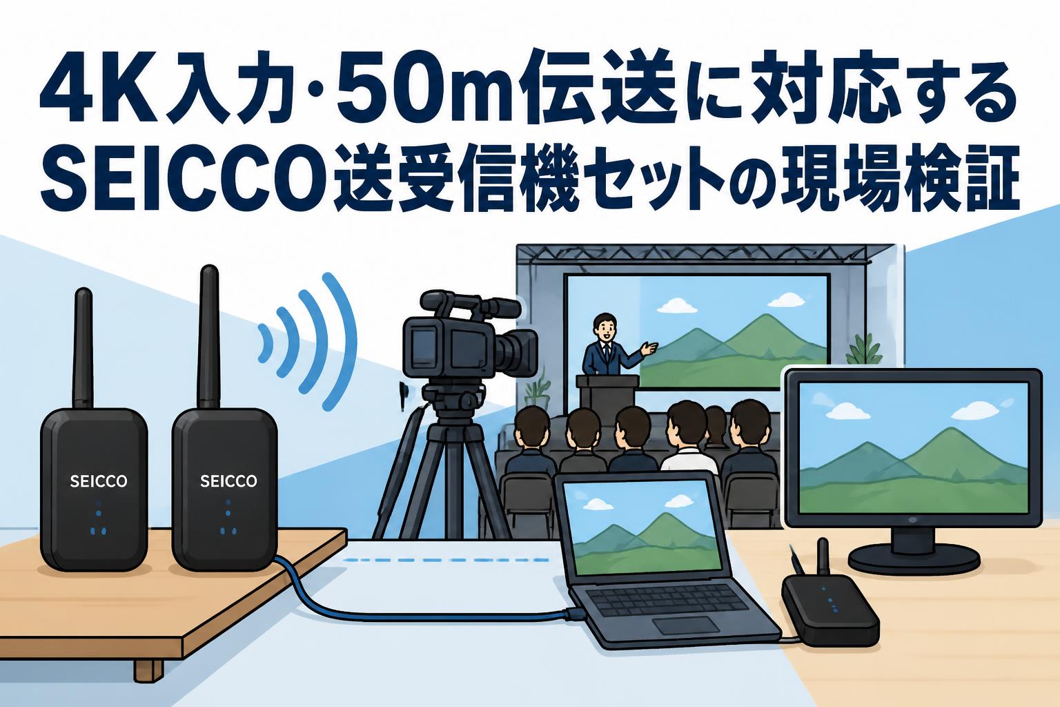 4K入力・50m伝送に対応するSEICCO送受信機セットの現場検証