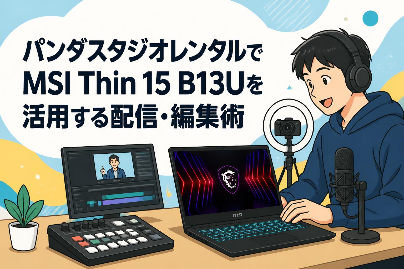 パンダスタジオレンタルでMSI Thin 15 B13Uを活用する配信・編集術