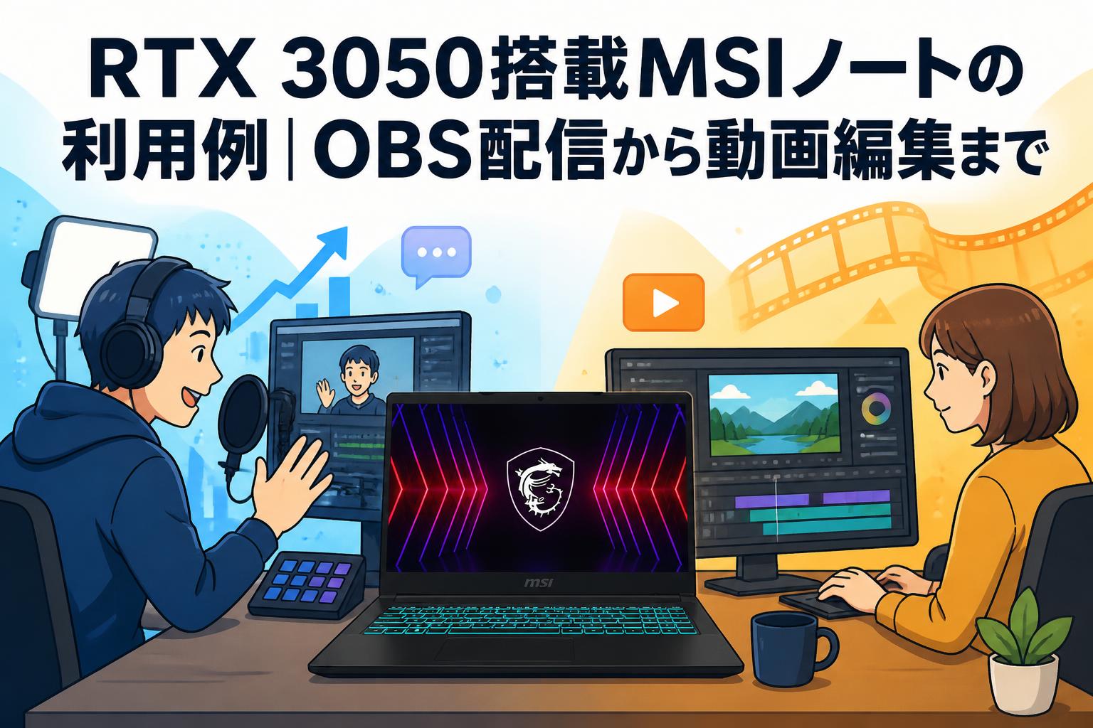 RTX 3050搭載MSIノートの利用例｜OBS配信から動画編集まで