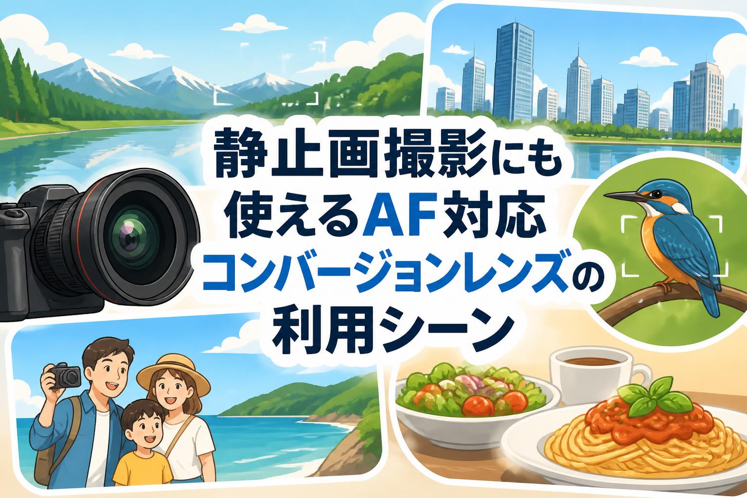 静止画撮影にも使えるAF対応コンバージョンレンズの利用シーン