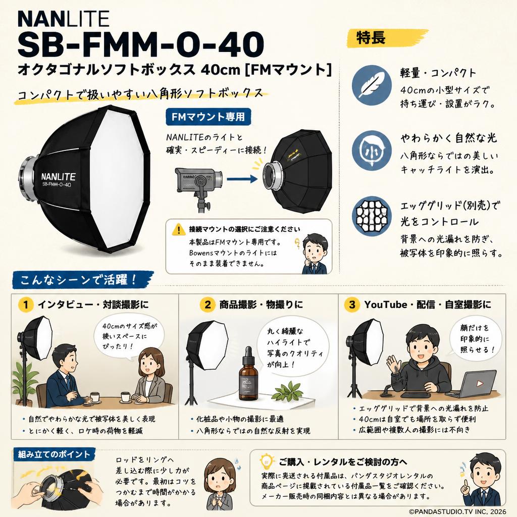 NANLITE SB-FMM-O-40 オクタゴナルソフトボックス 40cm   [FMマウント] インターネット上のお客様の声（評判）