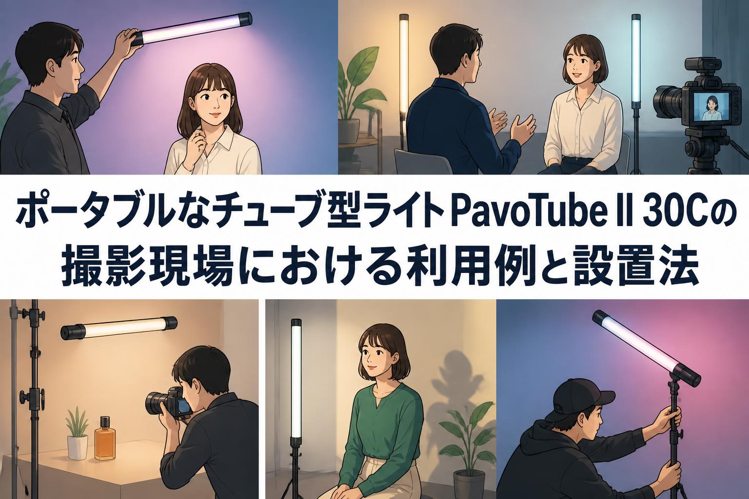 ポータブルなチューブ型ライトPavoTube II 30Cの撮影現場における利用例と設置法